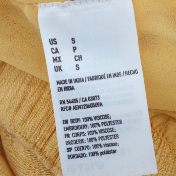 AEO Yellow Crape Jewled Lined Shorts Pull On Made in India S American Eagle - Picture 9 of 10